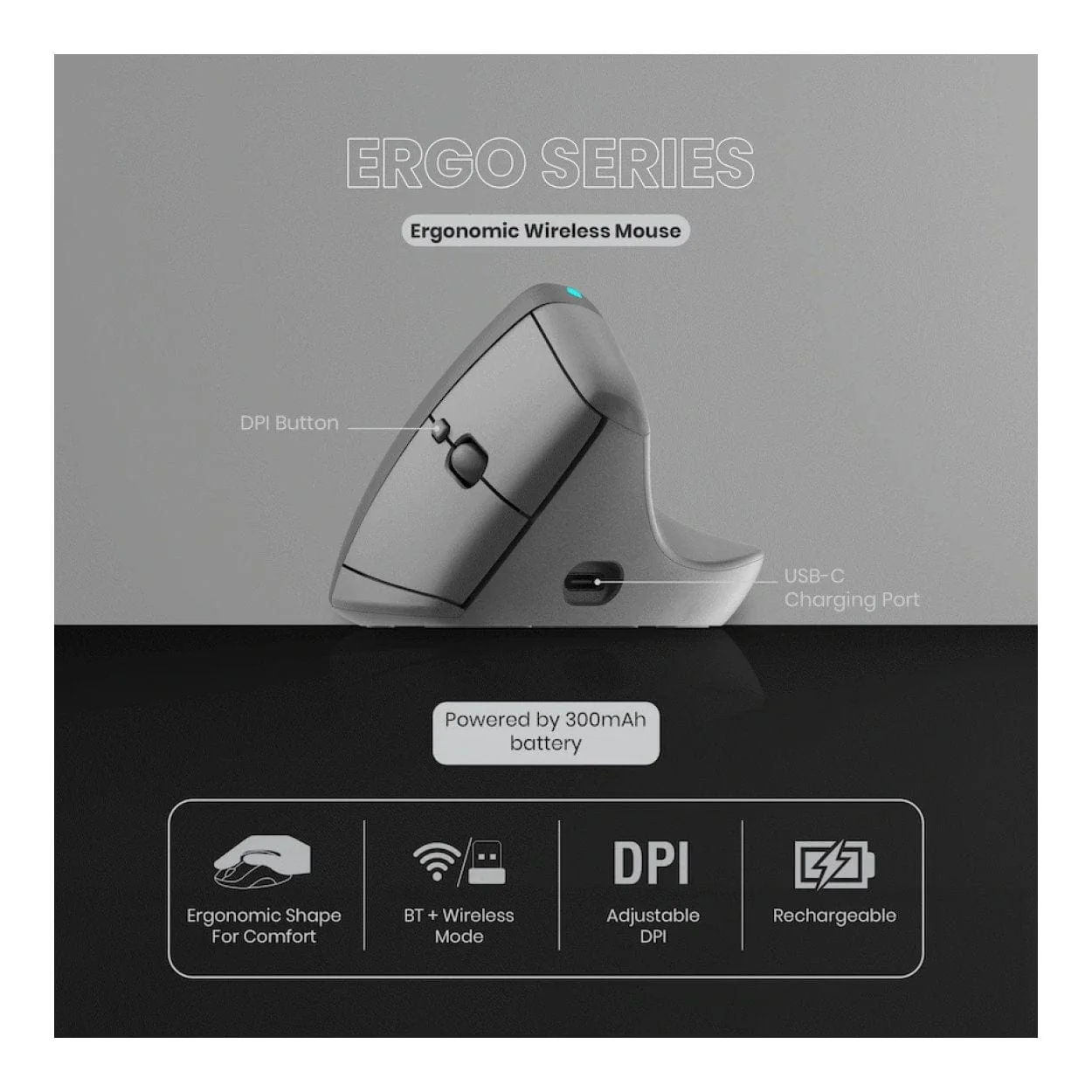 Volkano X Ergo Bluetooth Wireless Mouse VK-20301-BK - Image 5