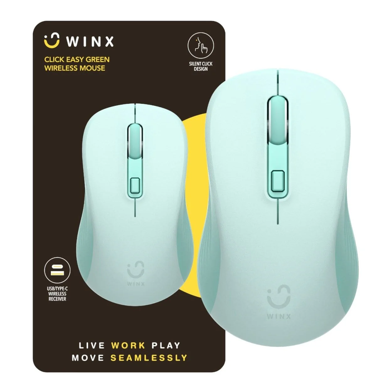 WINX CLICK Easy 1600DPI 2.4GHz Wireless Mouse Green WX-KB112 - Image 2