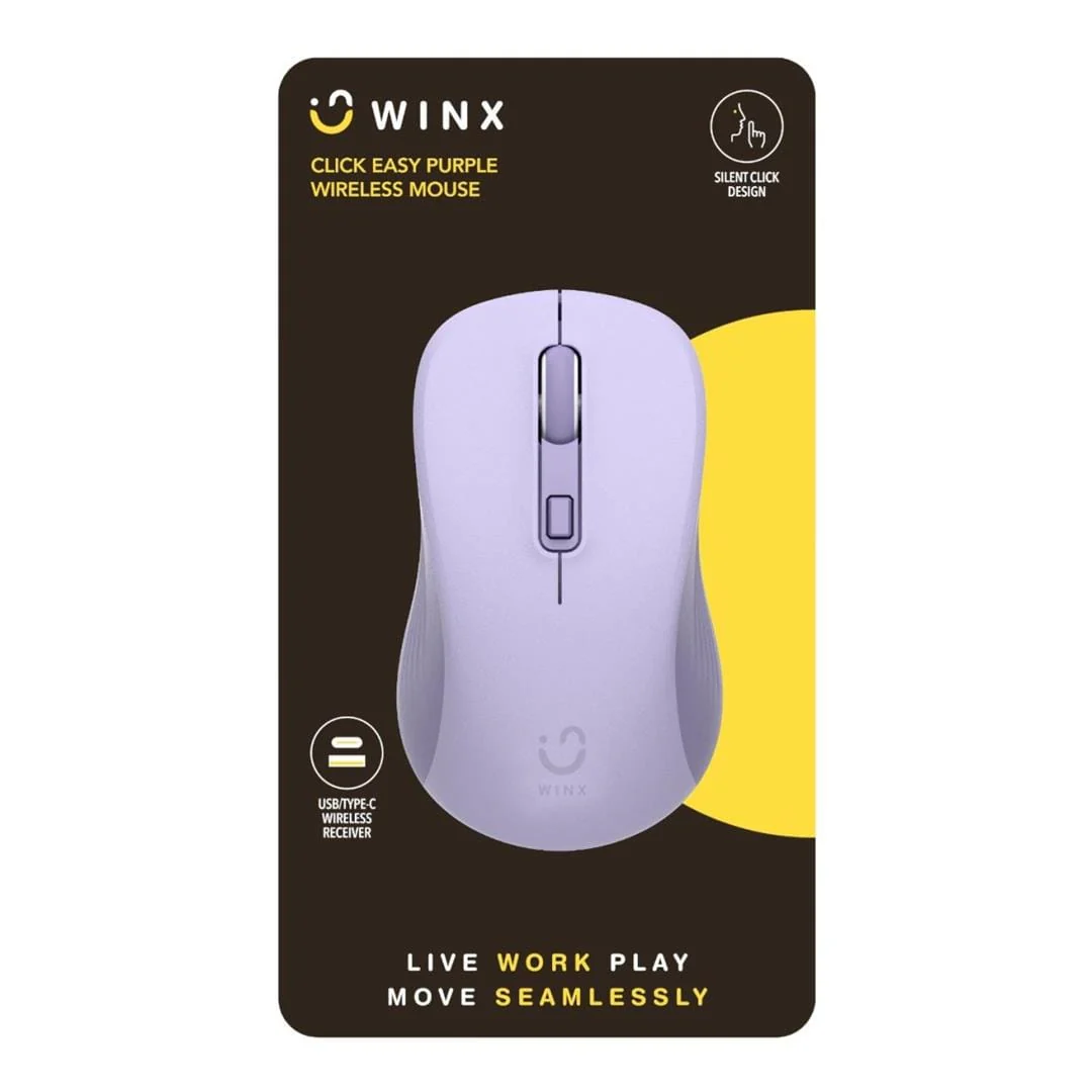 WINX CLICK Easy 1600DPI 2.4GHz Wireless Mouse Purple WX-KB111