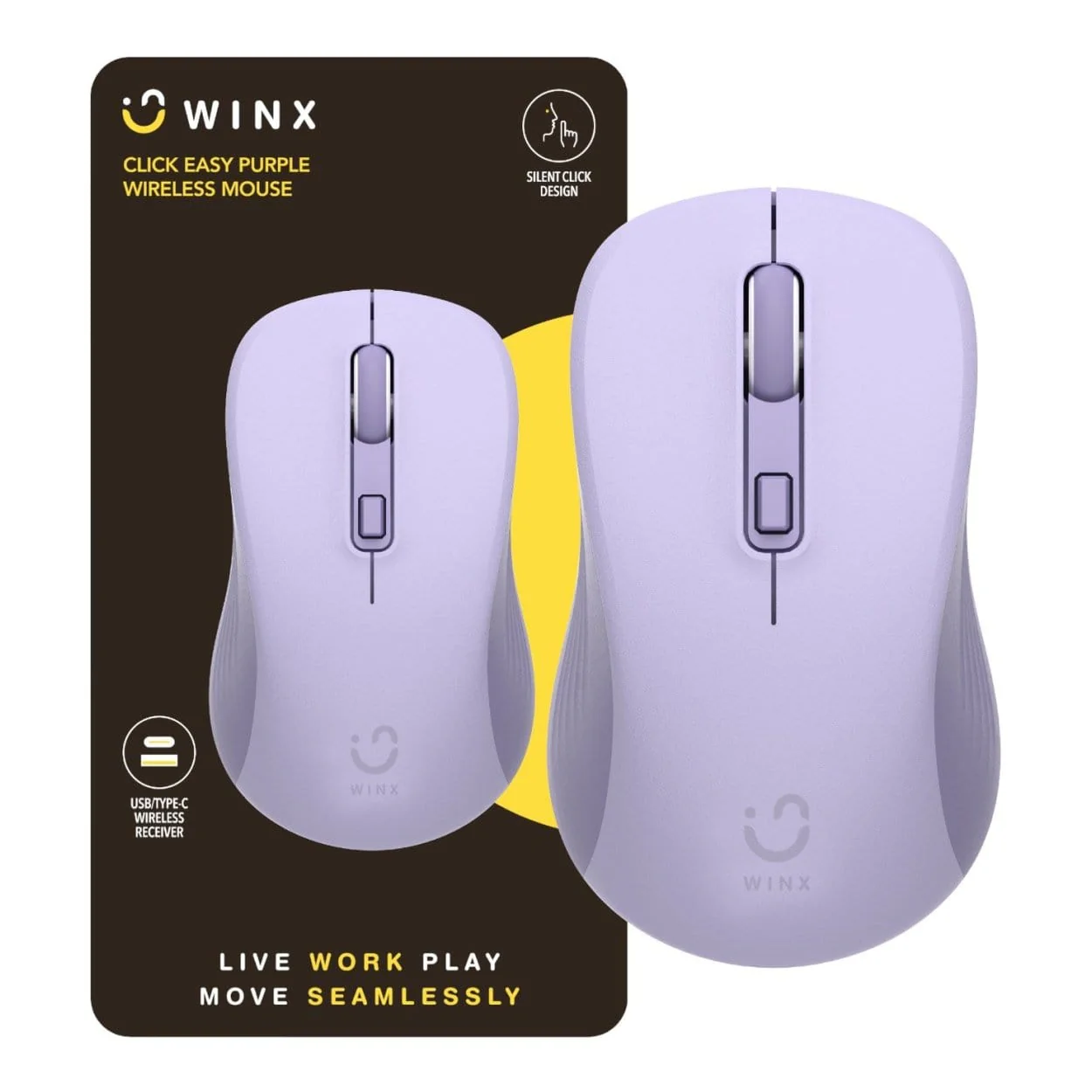 WINX CLICK Easy 1600DPI 2.4GHz Wireless Mouse Purple WX-KB111 - Image 2