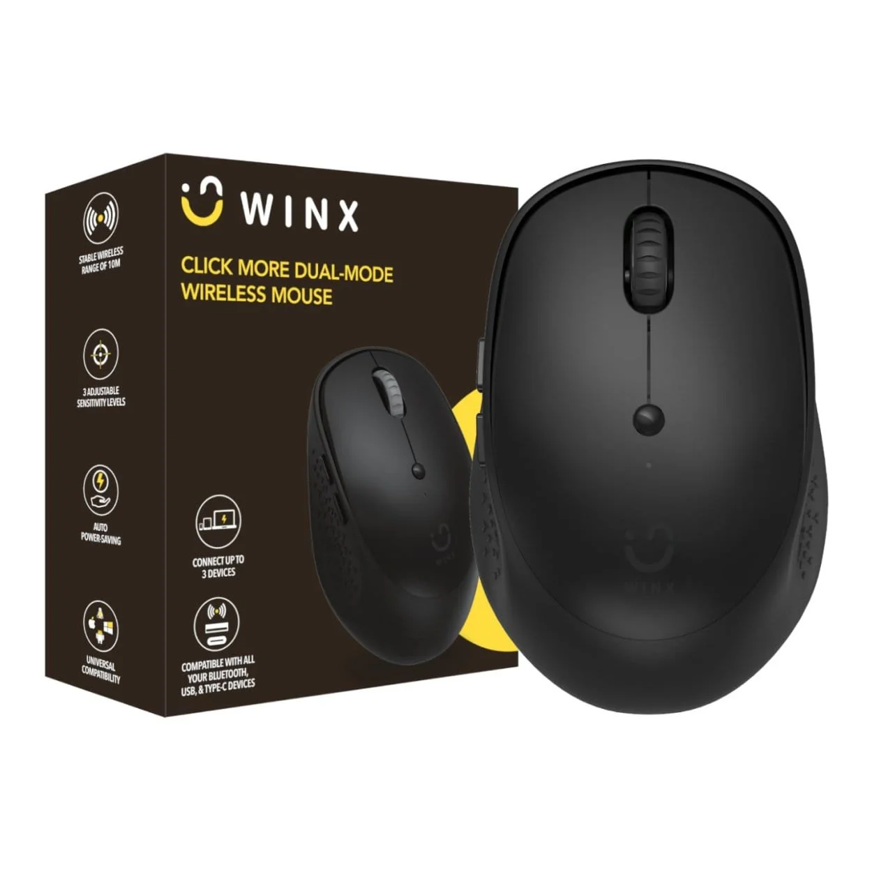 WINX CLICK More Dual-Mode Wireless Mouse Black WX-KB113 - Image 2